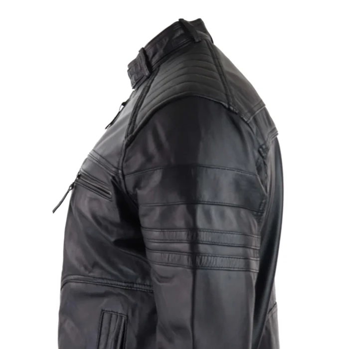 Mens Black Brown Vintage Biker Real Leather Jacket Distressed Zipped Casual - Image 5