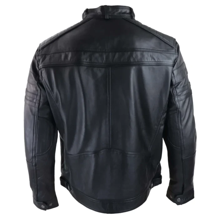 Mens Black Brown Vintage Biker Real Leather Jacket Distressed Zipped Casual - Image 7