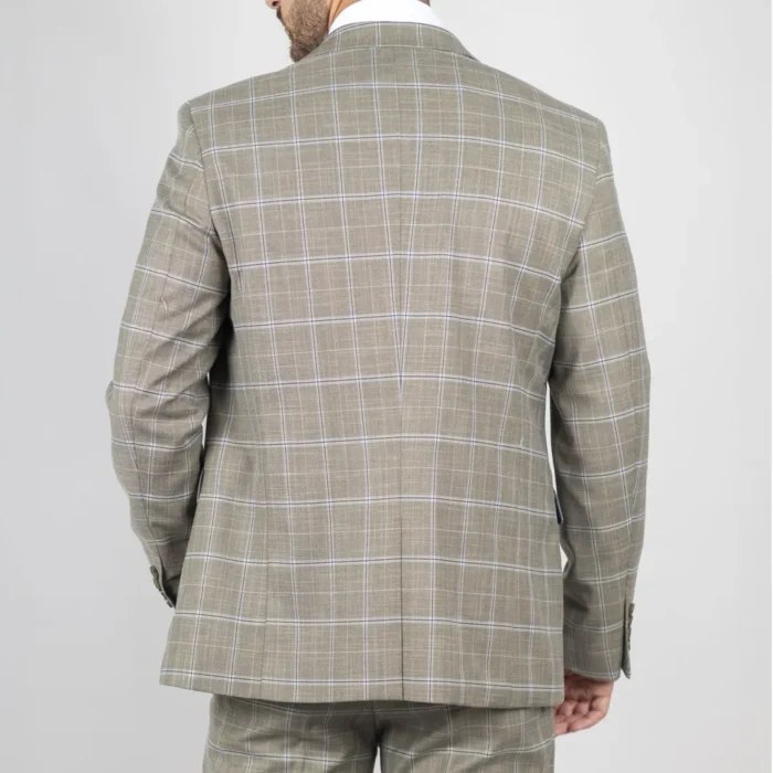 Men's Blazer Brown Checked Classic Sport Coat Plaid Tailored Fit - Image 3
