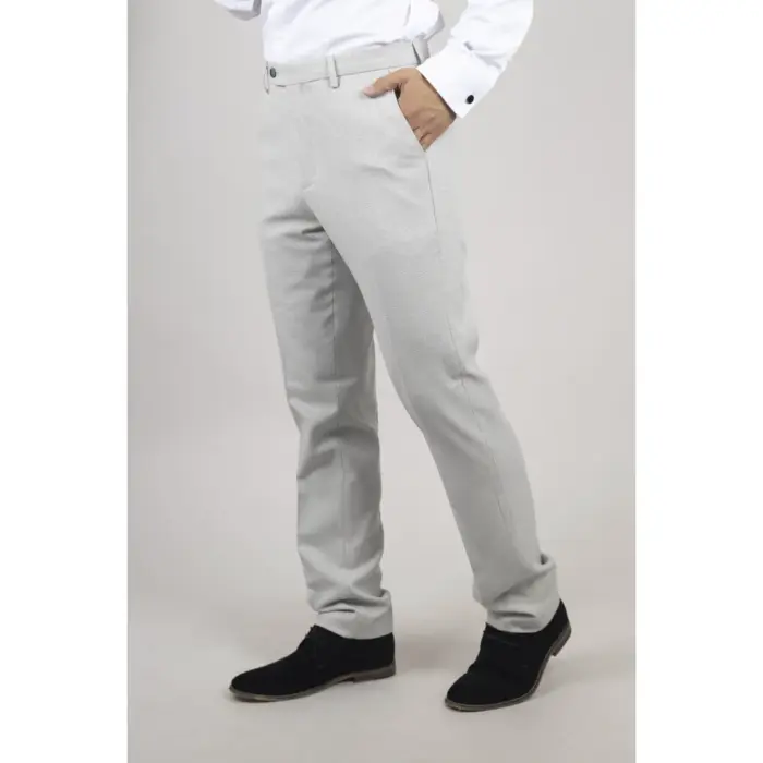 Men's Trousers Grey Checked Casual Formal Pants - Image 2