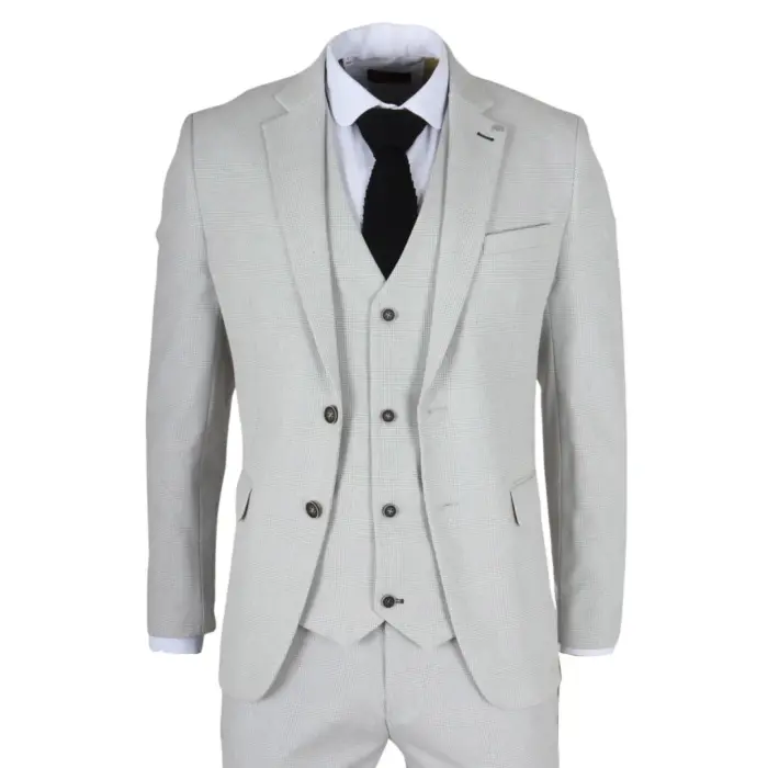 Men's Blazer Grey Checked Classic Sport Coat Plaid Tailored Fit - Image 1