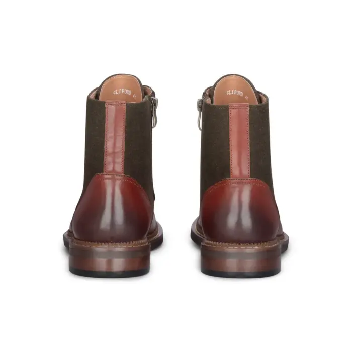 Clifford - Men's Khaki Brown Brogue Leather Ankle Boots - Image 3