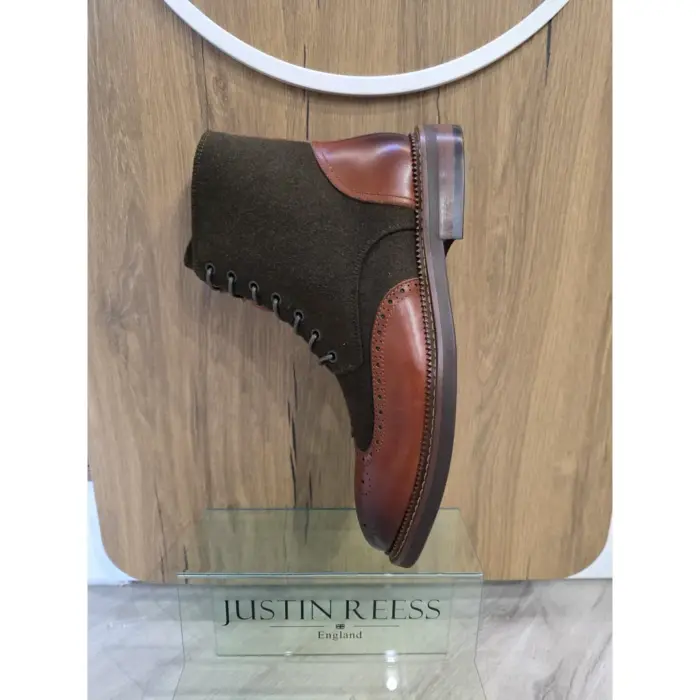 Clifford - Men's Khaki Brown Brogue Leather Ankle Boots - Image 4