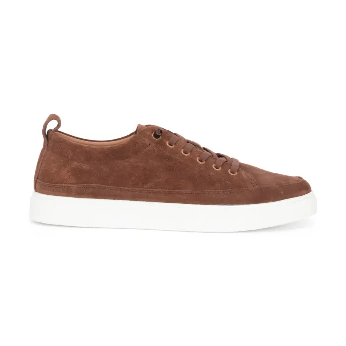 Josh - Men's Brown Suede Leather Trainers - Image 1