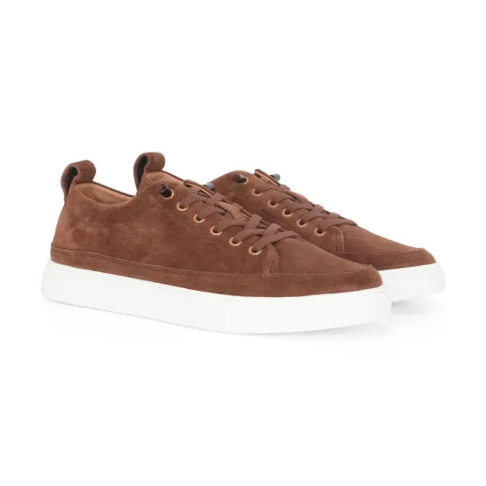 Josh - Men's Brown Suede Leather Trainers - Image 2