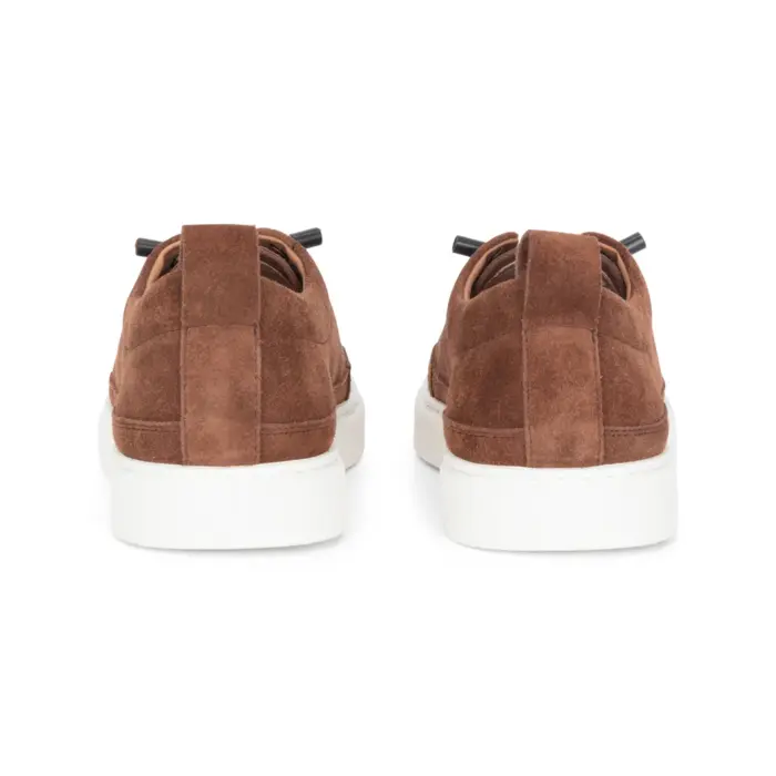 Josh - Men's Brown Suede Leather Trainers - Image 5
