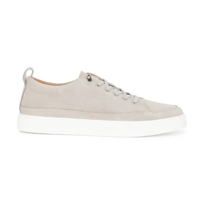 Josh - Men's Grey Suede Leather Trainers - Image 1