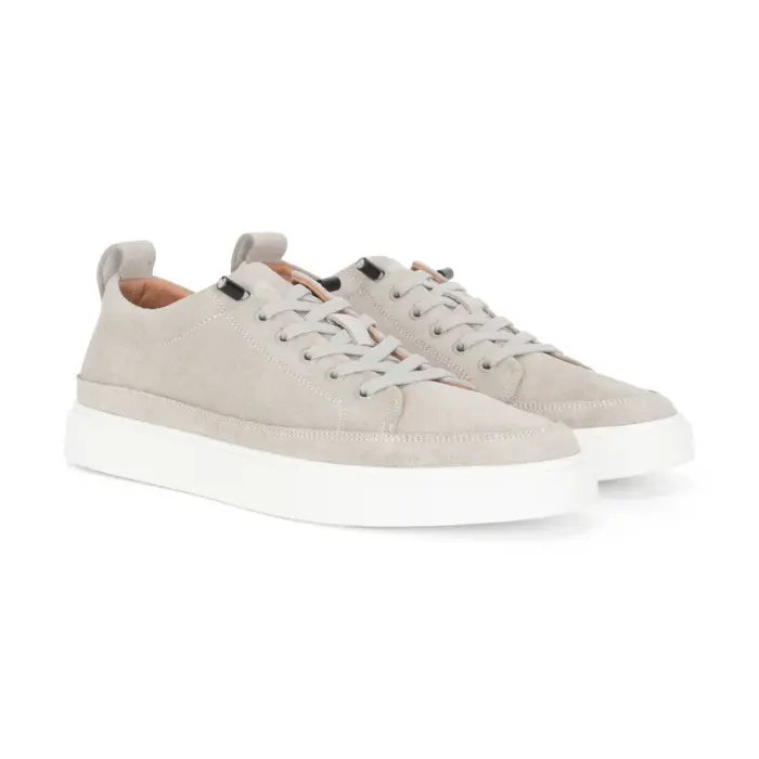 Josh - Men's Grey Suede Leather Trainers - Image 3
