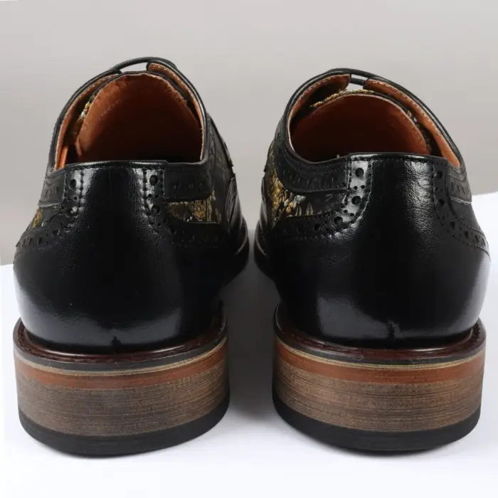 Men's Shoes Floral Print Leather Oxford Brogue Lace Up Formal Dress Shoe - Image 6