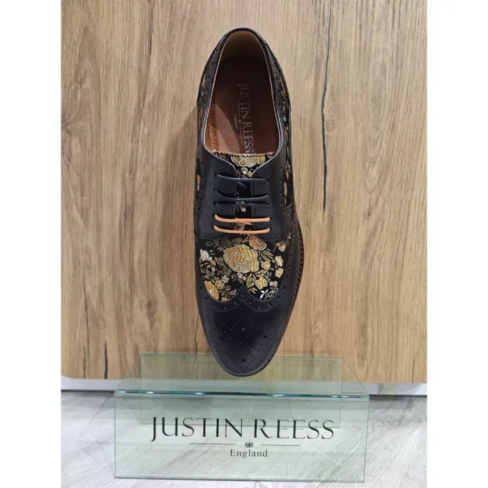 Men's Shoes Floral Print Leather Oxford Brogue Lace Up Formal Dress Shoe - Image 3