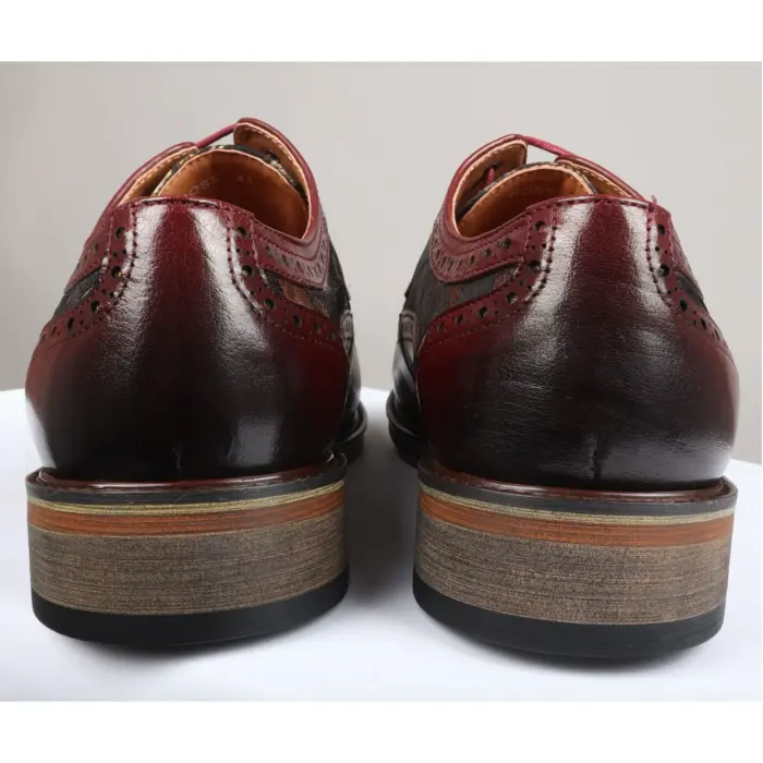 Men's Shoes Floral Print Leather Oxford Brogue Lace Up Formal Dress Shoe - Image 33