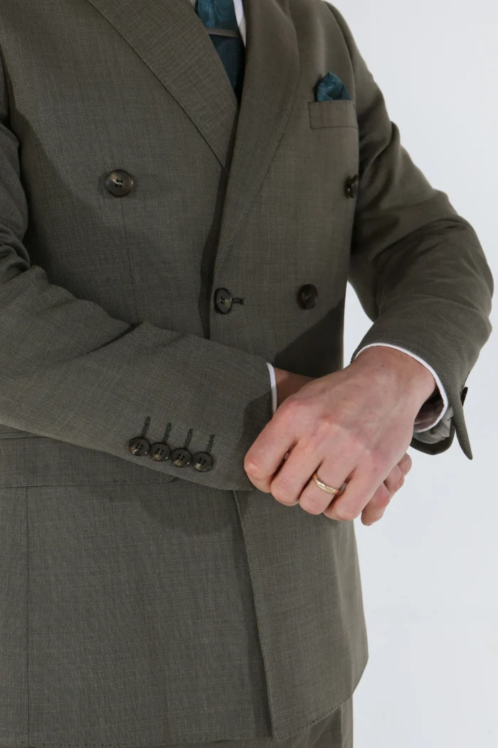 Men's Suit 2 Piece Sage Green Double Breasted Tailored Fit Summer Wedding - Image 3