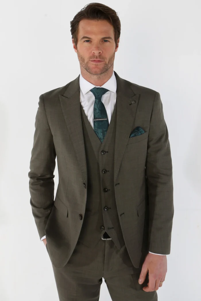 Men's Suit 3 Piece Sage Green Tailored Fit Summer Wedding - Image 1