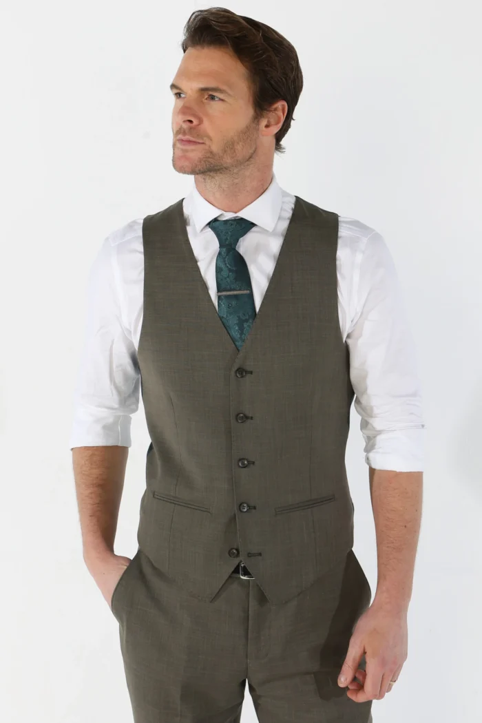 Men's Suit 3 Piece Sage Green Tailored Fit Summer Wedding - Image 6