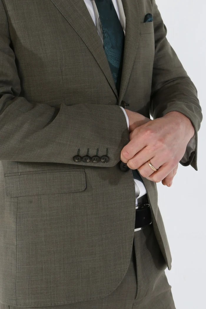 Men's Suit 3 Piece Sage Green Tailored Fit Summer Wedding - Image 3