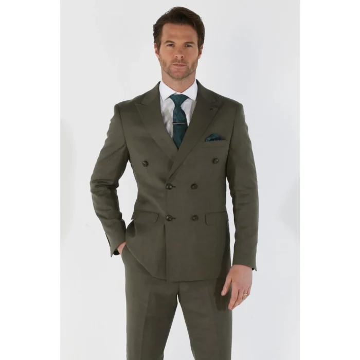 Men's Blazer Sage Green Double Breasted Sport Coat Tailored Fit Summer Suit Jacket - Image 2
