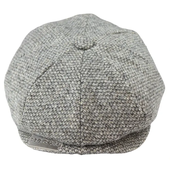 Mens 8 Panel Baker Boy Cap Shelby Hat Wool VIntage Tweed Classic Light Grey Razor - Image 4