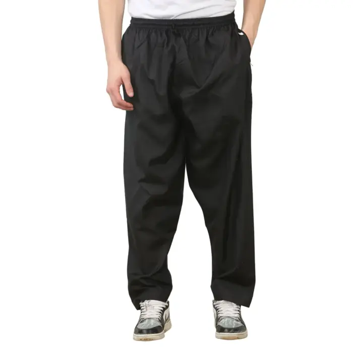 Men's Black Comfort Thobe Trousers Pants Lounge Elasticated Zip Pockets Premium Quality - Image 1