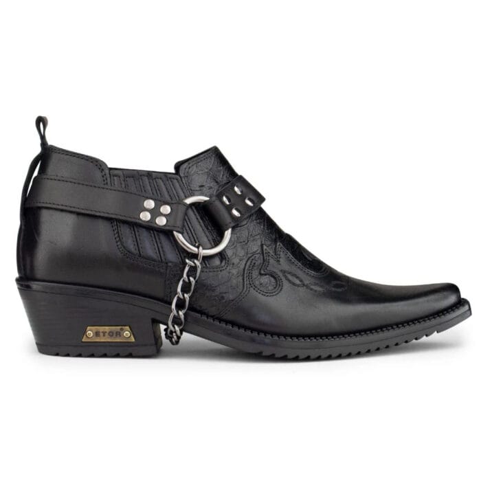 Mens Real Leather Croc Cowboy Riding Shoes Belt Chain Western Cuban Heel Dancing - Image 1