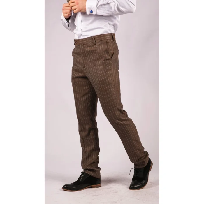 Mens Black Tweed Trousers Check Vintage 1920s Gatsby Blinders Tailored Fit Grey Blue - Image 18