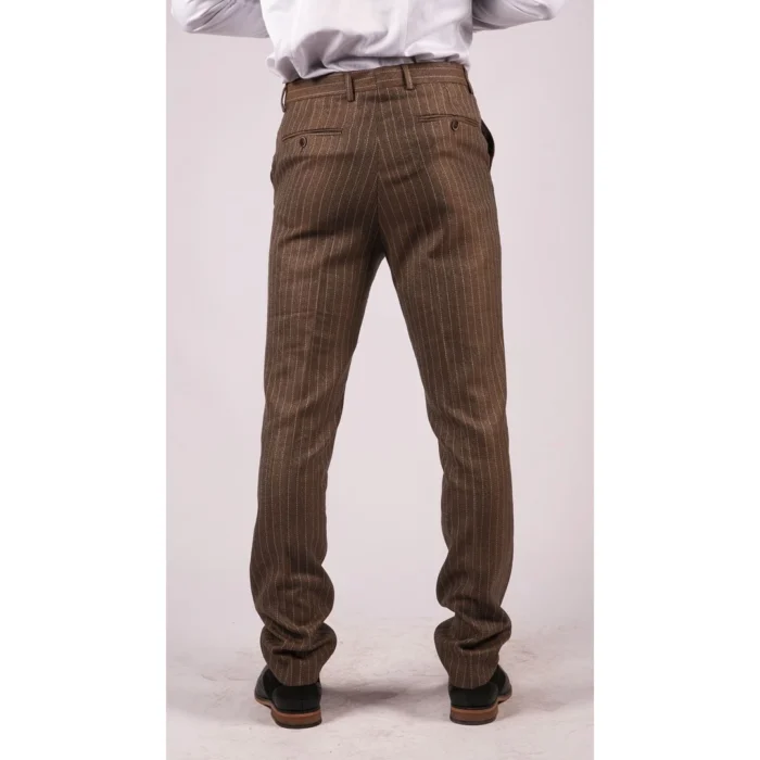 Mens Black Tweed Trousers Check Vintage 1920s Gatsby Blinders Tailored Fit Grey Blue - Image 17