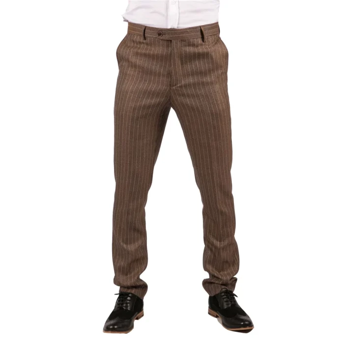 Mens Black Tweed Trousers Check Vintage 1920s Gatsby Blinders Tailored Fit Grey Blue - Image 16