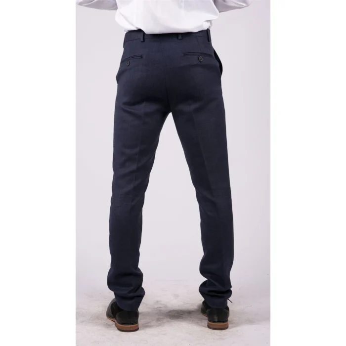 Mens Black Tweed Trousers Check Vintage 1920s Gatsby Blinders Tailored Fit Grey Blue - Image 3