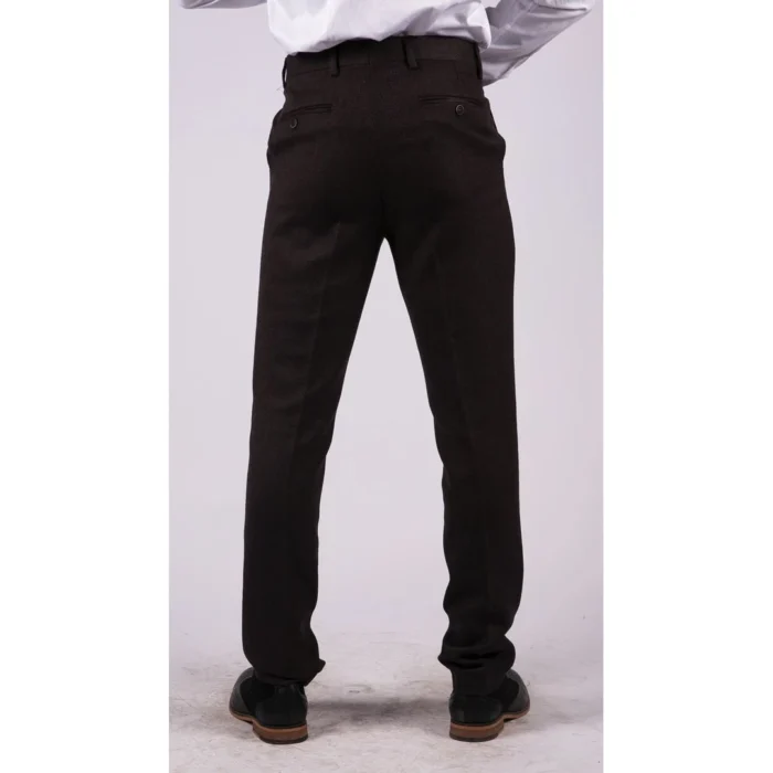 Mens Black Tweed Trousers Check Vintage 1920s Gatsby Blinders Tailored Fit Grey Blue - Image 5