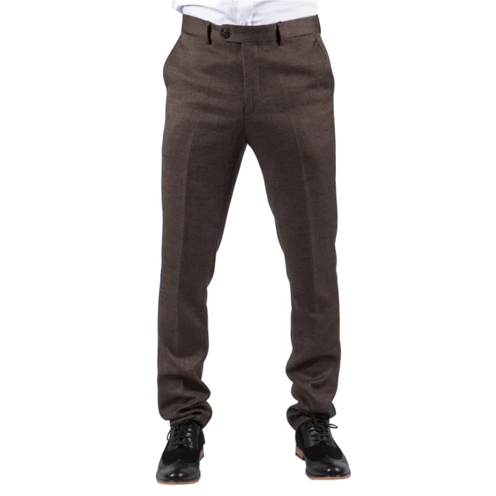 Mens Black Tweed Trousers Check Vintage 1920s Gatsby Blinders Tailored Fit Grey Blue - Image 9