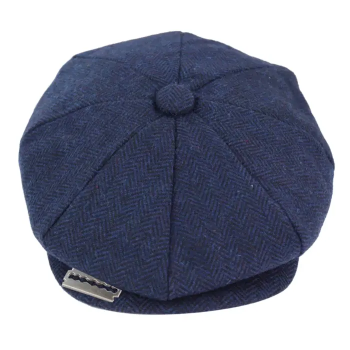Mens Tweed Newsboy Peaky Blinder Baker Boy Razor Flat Cap Grandad Hat 8 Panel - Image 1