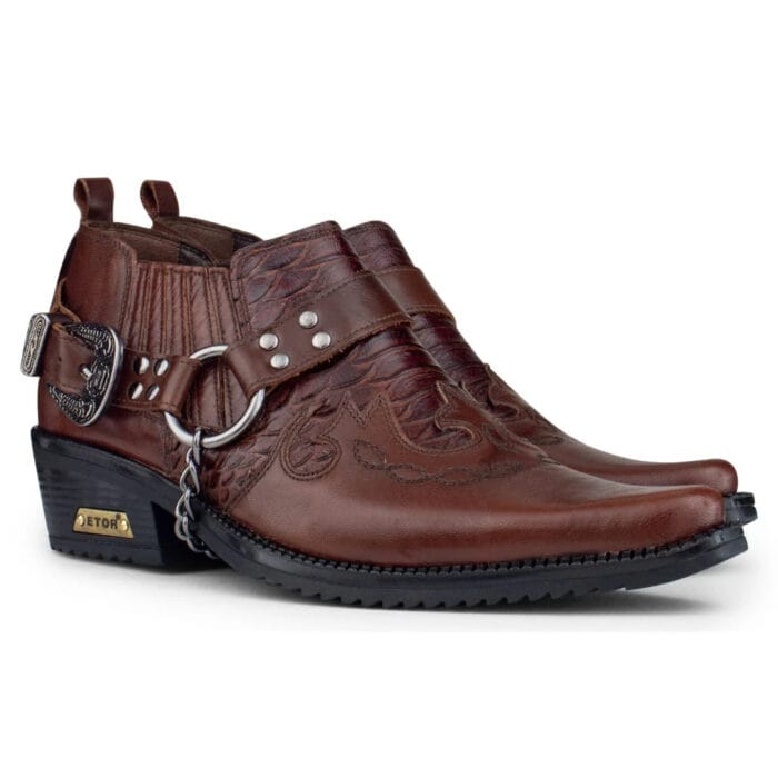 Mens Real Leather Croc Cowboy Riding Shoes Belt Chain Western Cuban Heel Dancing - Image 7