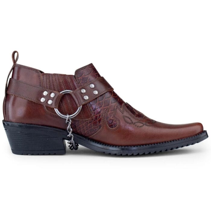 Mens Real Leather Croc Cowboy Riding Shoes Belt Chain Western Cuban Heel Dancing - Image 8
