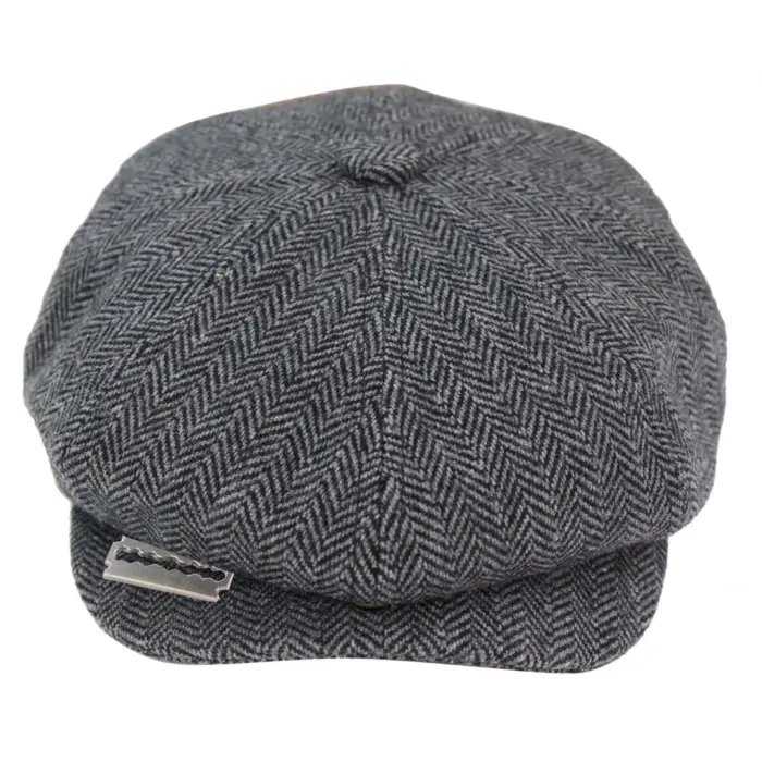 Mens Tweed Newsboy Peaky Blinder Baker Boy Razor Flat Cap Grandad Hat 8 Panel - Image 21