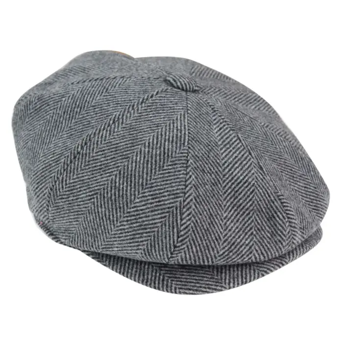 Mens Tweed Newsboy Peaky Blinder Baker Boy Razor Flat Cap Grandad Hat 8 Panel - Image 10