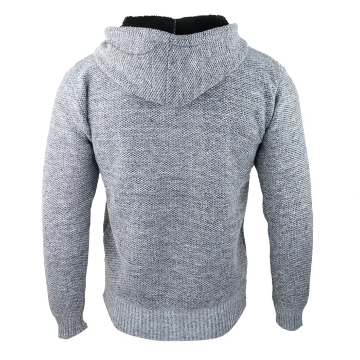 Mens Hoodie Jumper Jacket Fleece Fur Lined Top Knitted Warm Winter Casual Zipped - Image 8
