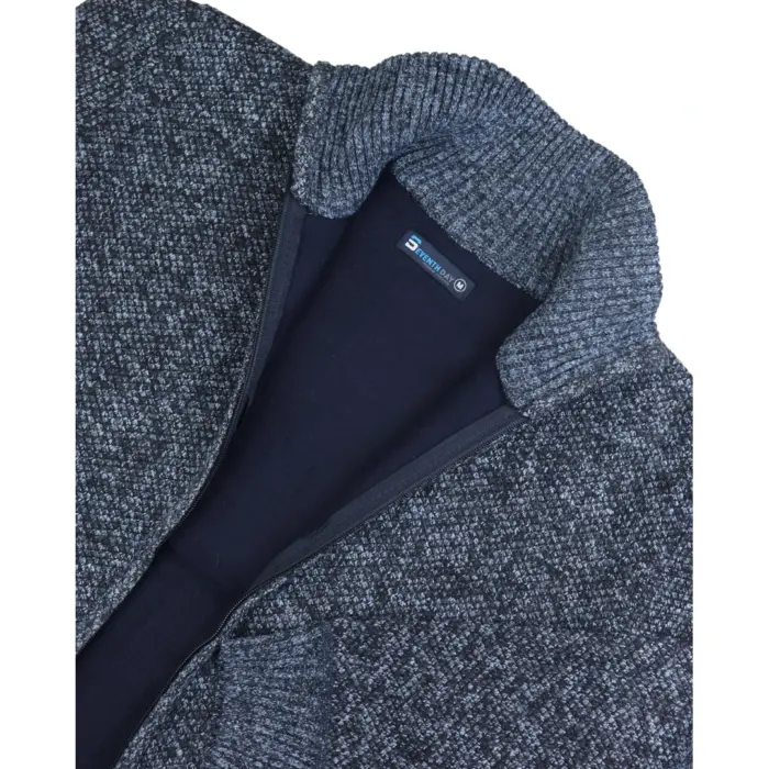 Mens Jumper Jacket Fleece Fur Lined Cardigan Knitted Warm Winter Casual Zipped - Image 5