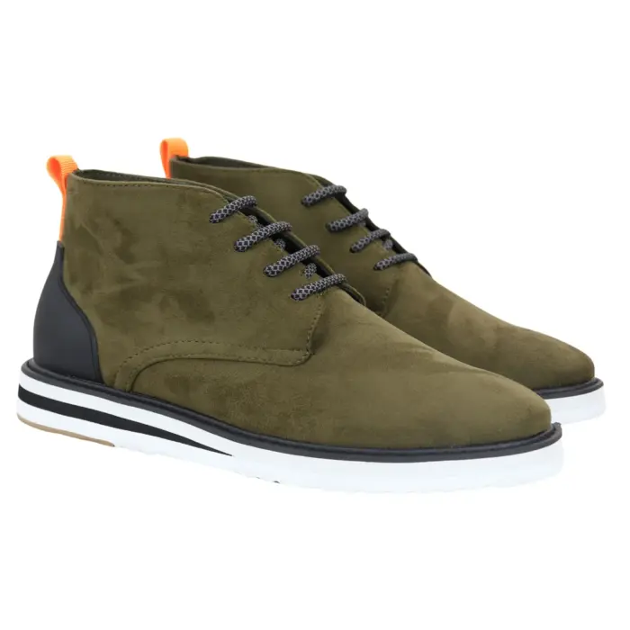 Men's Lace Up Suede Desert Ankle Boots Black Green - Image 9