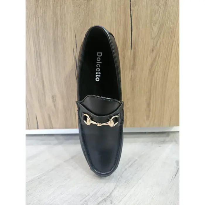 Men's Leather Lined Slip On Gold Buckle Loafers - Image 3