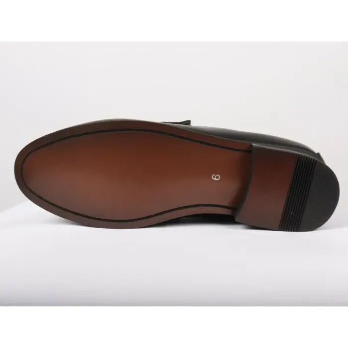 Men's Leather Lined Slip On Gold Buckle Loafers - Image 6