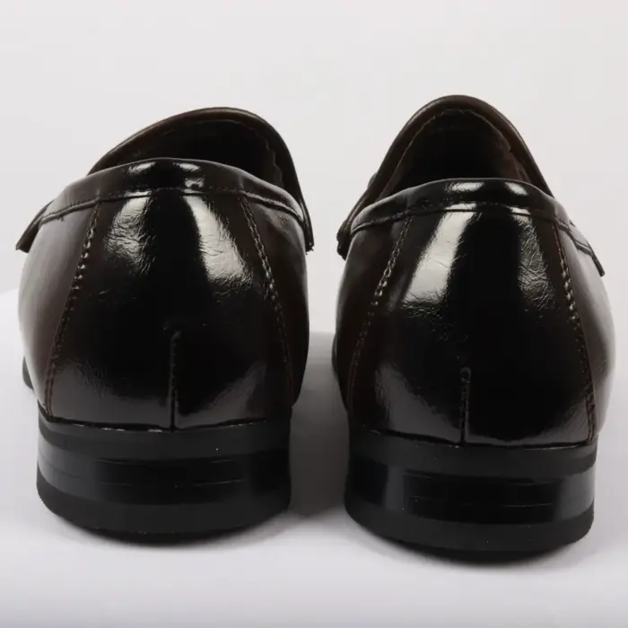 Men's Leather Lined Slip On Gold Buckle Loafers - Image 12