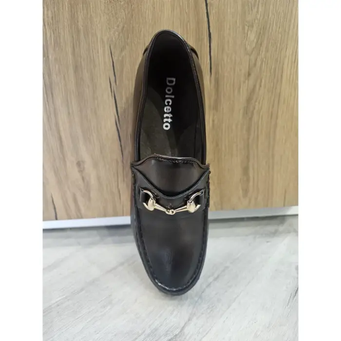 Men's Leather Lined Slip On Gold Buckle Loafers - Image 10