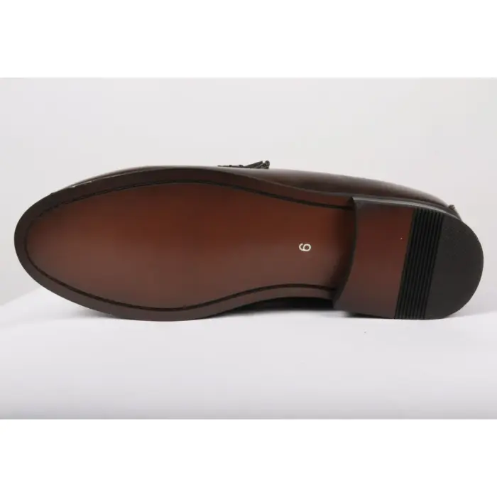 Men's Leather Lined Slip On Gold Buckle Loafers - Image 9