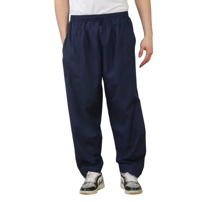 Men's Navy Comfort Thobe Trousers Pants Lounge Elasticated Zip Pockets Premium Quality - Image 1