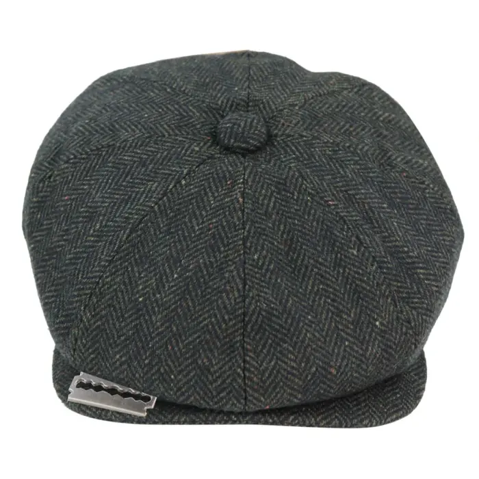 Mens Tweed Newsboy Peaky Blinder Baker Boy Razor Flat Cap Grandad Hat 8 Panel - Image 17
