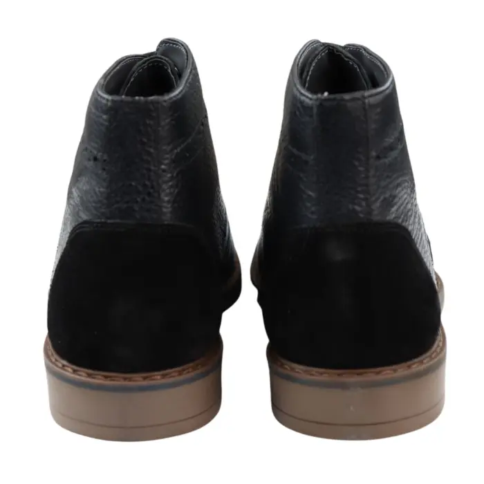 Mens Round Toe Laced Brogue Boots Black Tan Brown Real Leather Smart Casual Classic - Image 4