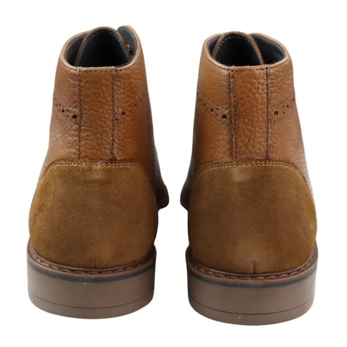 Mens Round Toe Laced Brogue Boots Black Tan Brown Real Leather Smart Casual Classic - Image 10