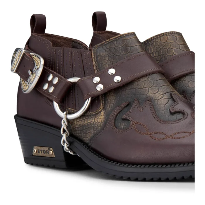 Mens Genuine Leather Snake Pattern Riding Westerm Shoes Wincklepickers Cuban Heel Cowboy - Image 3