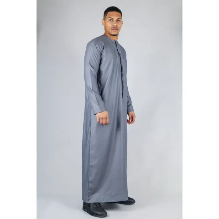 Men's Thobe Emirati Omani Jubba Islamic Clothing Muslim Kaftan Eid Robe Arab String Tassel - Image 31