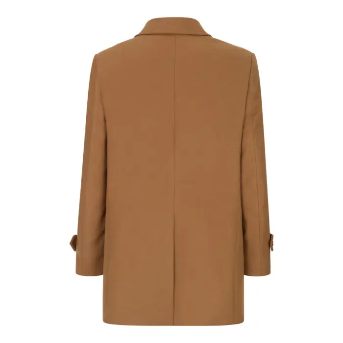 Mens Wool 3/4 Camel Tan Overcoat Classic Button Down Collar Premium Shoulder Patch - Image 3