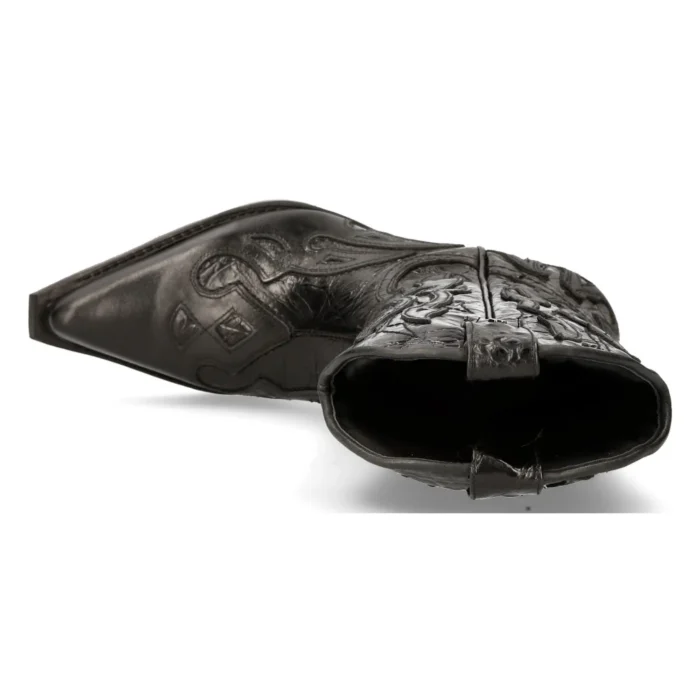 NEW ROCK M-7921-S1 BLACK FLAME BOOTS Black Leather Heavy Biker Western Cowboy - Image 4